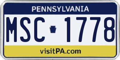 PA license plate MSC1778