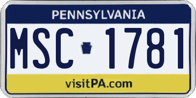 PA license plate MSC1781