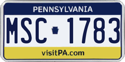 PA license plate MSC1783
