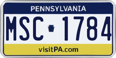 PA license plate MSC1784