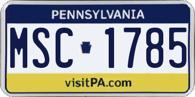PA license plate MSC1785