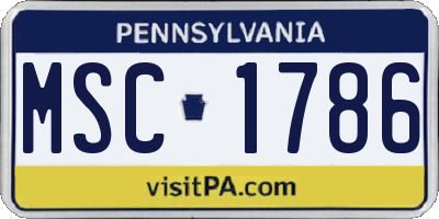 PA license plate MSC1786