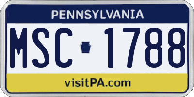 PA license plate MSC1788
