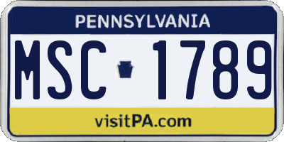 PA license plate MSC1789
