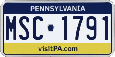 PA license plate MSC1791
