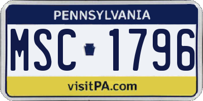 PA license plate MSC1796