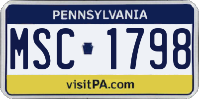 PA license plate MSC1798