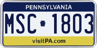PA license plate MSC1803