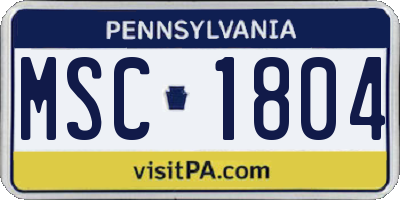 PA license plate MSC1804