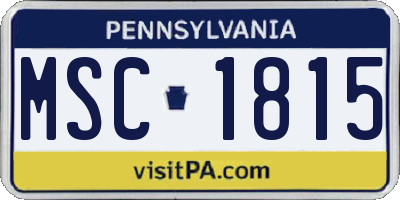 PA license plate MSC1815