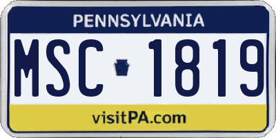 PA license plate MSC1819