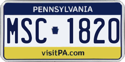 PA license plate MSC1820