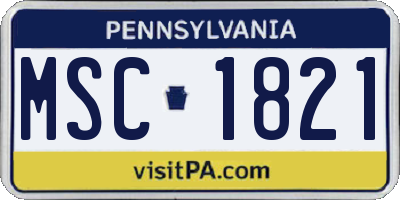 PA license plate MSC1821