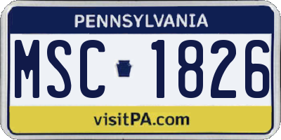 PA license plate MSC1826