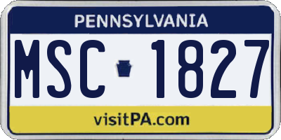 PA license plate MSC1827