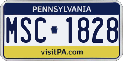 PA license plate MSC1828