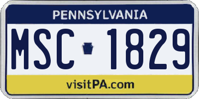 PA license plate MSC1829