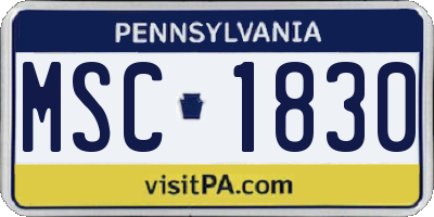 PA license plate MSC1830