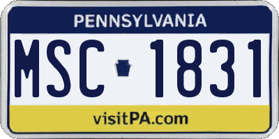 PA license plate MSC1831