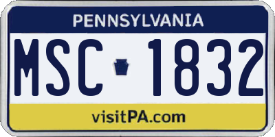 PA license plate MSC1832