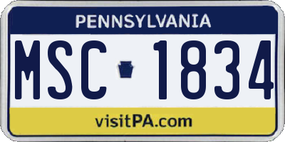 PA license plate MSC1834