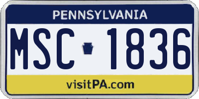 PA license plate MSC1836