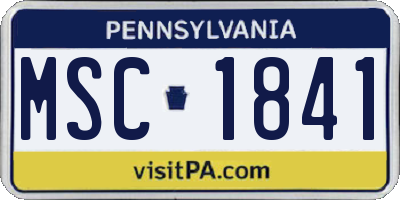 PA license plate MSC1841