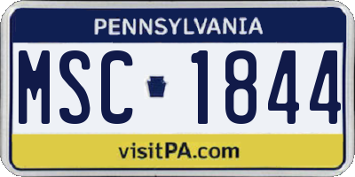 PA license plate MSC1844