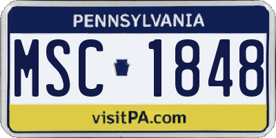 PA license plate MSC1848