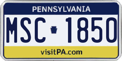 PA license plate MSC1850