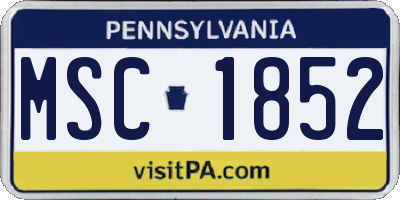 PA license plate MSC1852