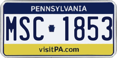 PA license plate MSC1853