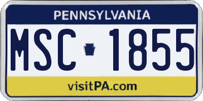 PA license plate MSC1855