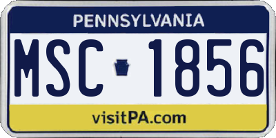 PA license plate MSC1856