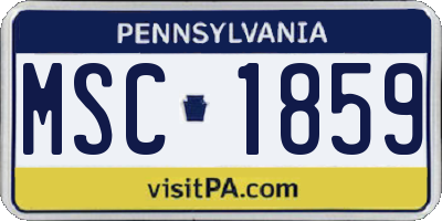 PA license plate MSC1859