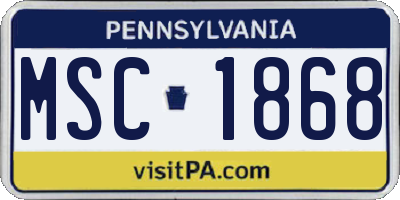 PA license plate MSC1868