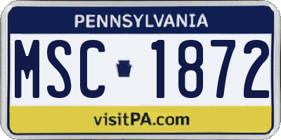 PA license plate MSC1872