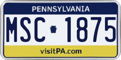 PA license plate MSC1875