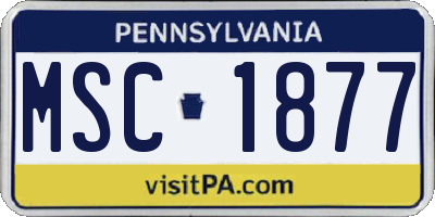 PA license plate MSC1877