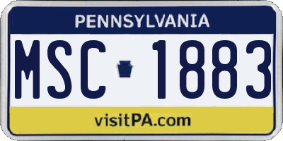 PA license plate MSC1883