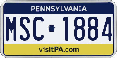 PA license plate MSC1884