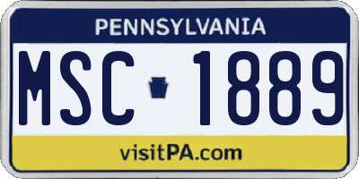 PA license plate MSC1889