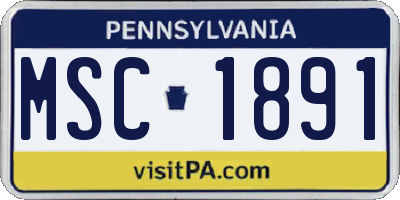 PA license plate MSC1891