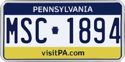 PA license plate MSC1894
