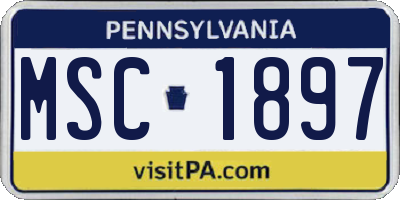 PA license plate MSC1897