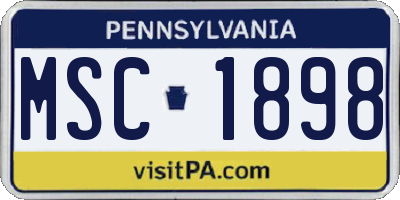 PA license plate MSC1898