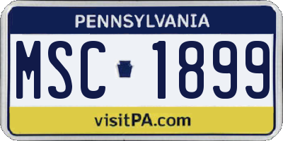 PA license plate MSC1899