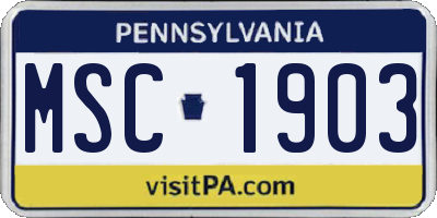 PA license plate MSC1903