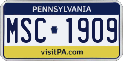 PA license plate MSC1909