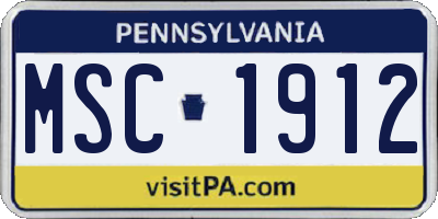 PA license plate MSC1912